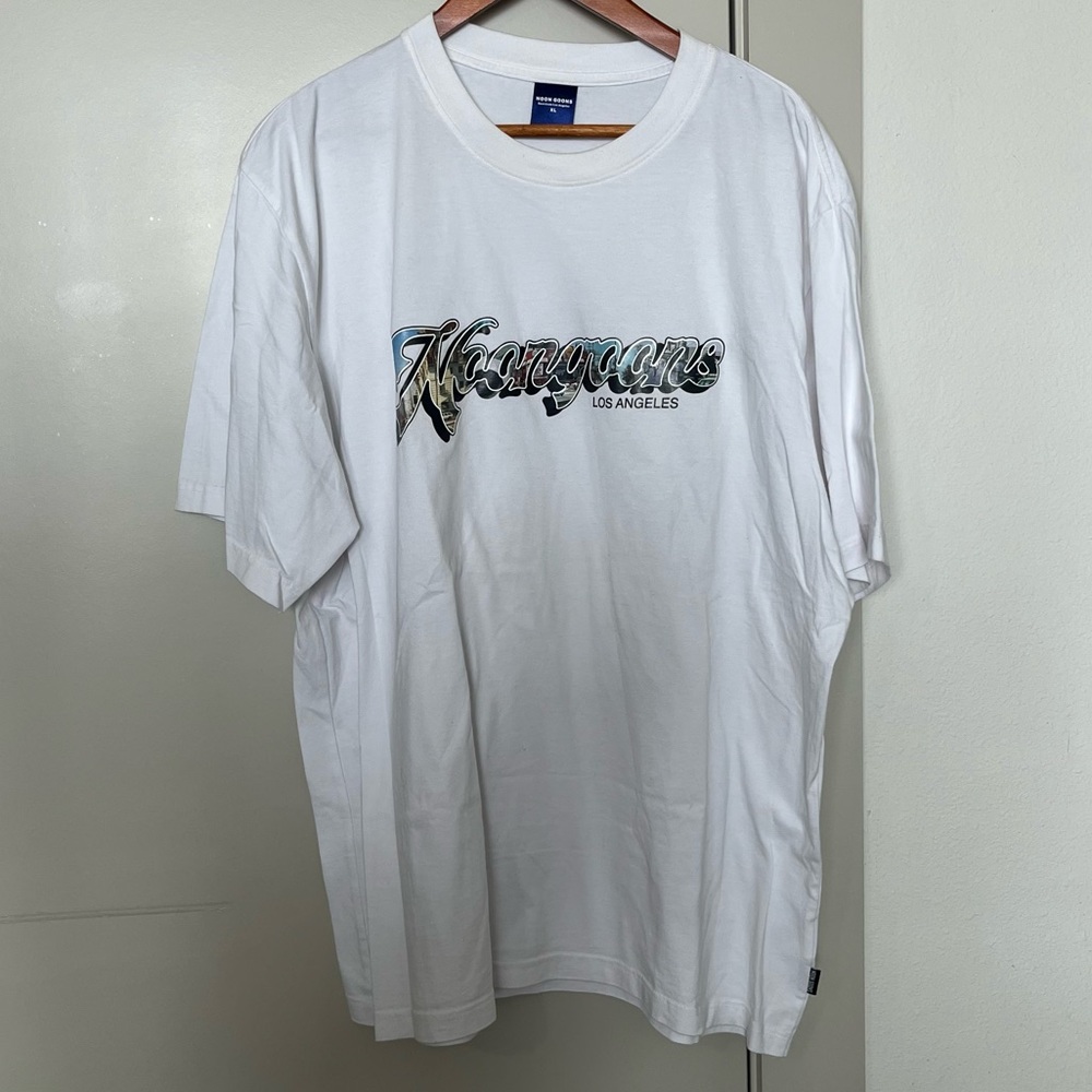 NOON GOONS Men’s white T-Shirt w logo Graphic Print Downtown Los Angeles  Sz XL